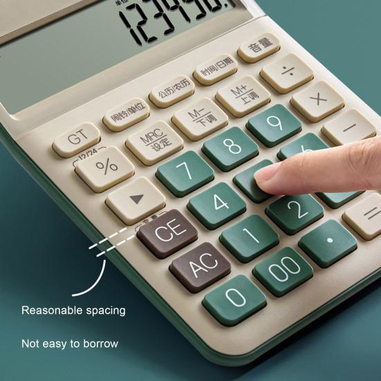Mechanical Calculator 12 Digit Large LCD Display Big Buttons Easy To Press Compact Size Portable Colorful Calculator