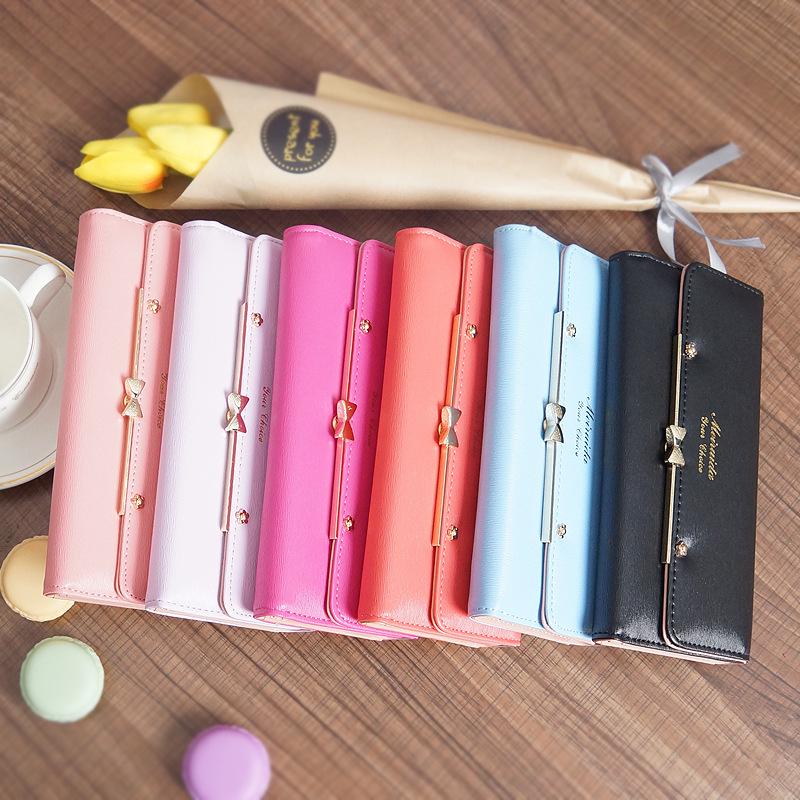 2025 Korean Style Cute Bow Buckle Ladies' Wallet with Rivets