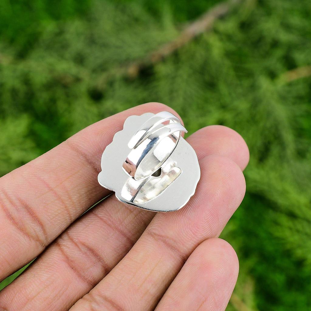 Sterling Silver Natural Prehnite Rough Birthday Solitaire Ring Jewelry Size Yes
