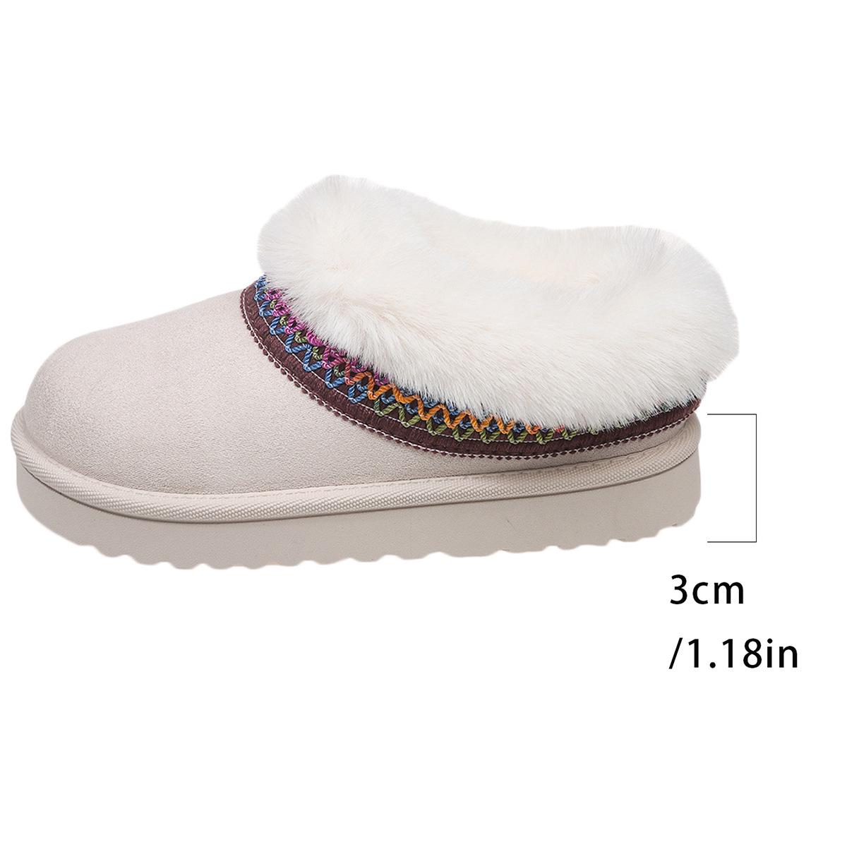 

Bohemian Ethnic Cotton Women s Winter Slippers - Non-slip, Thick Sole, Plus Velvet, Retro Style Snow Boots 40 грязно-белый