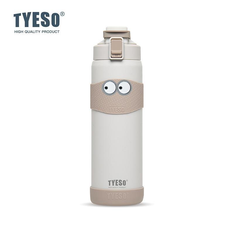 TYESO 900ML Double Wall Insulated Water Bottle Hot 304 Stainless Steel Flask for Fitness Outdoor Daily Use Drink with non-slip pad and Eye Sticker