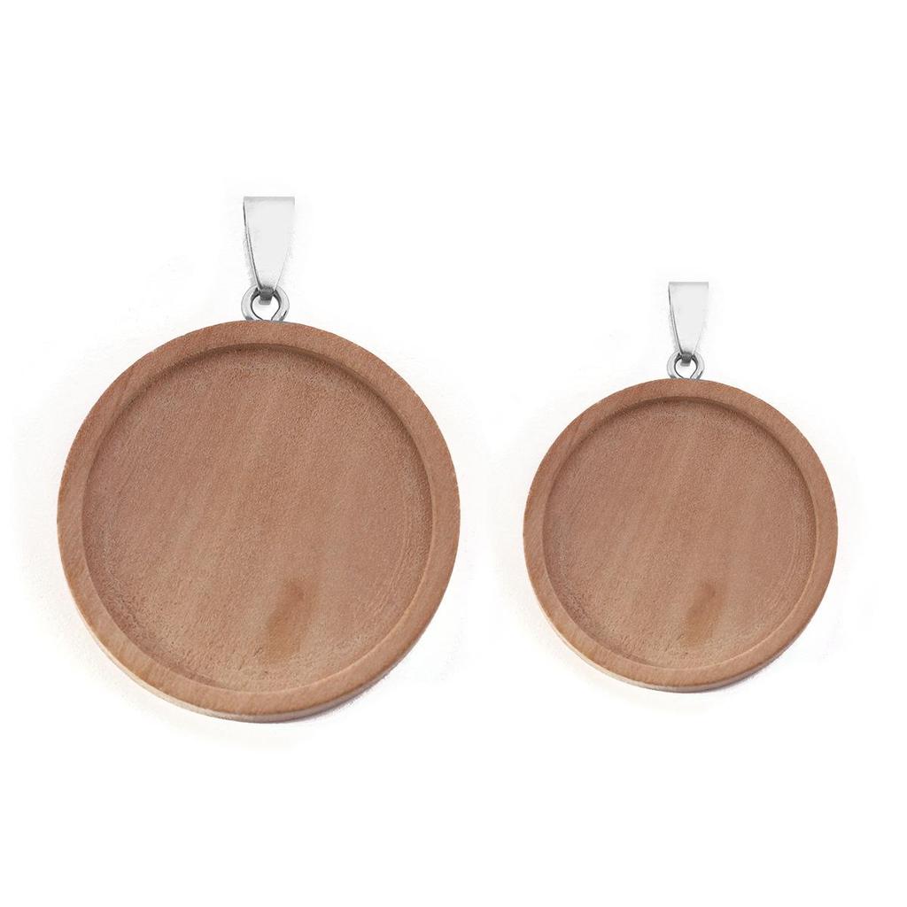 Time Gem Wood Tray Necklace Pendant Accessories - DIY Jewelry Round Tray