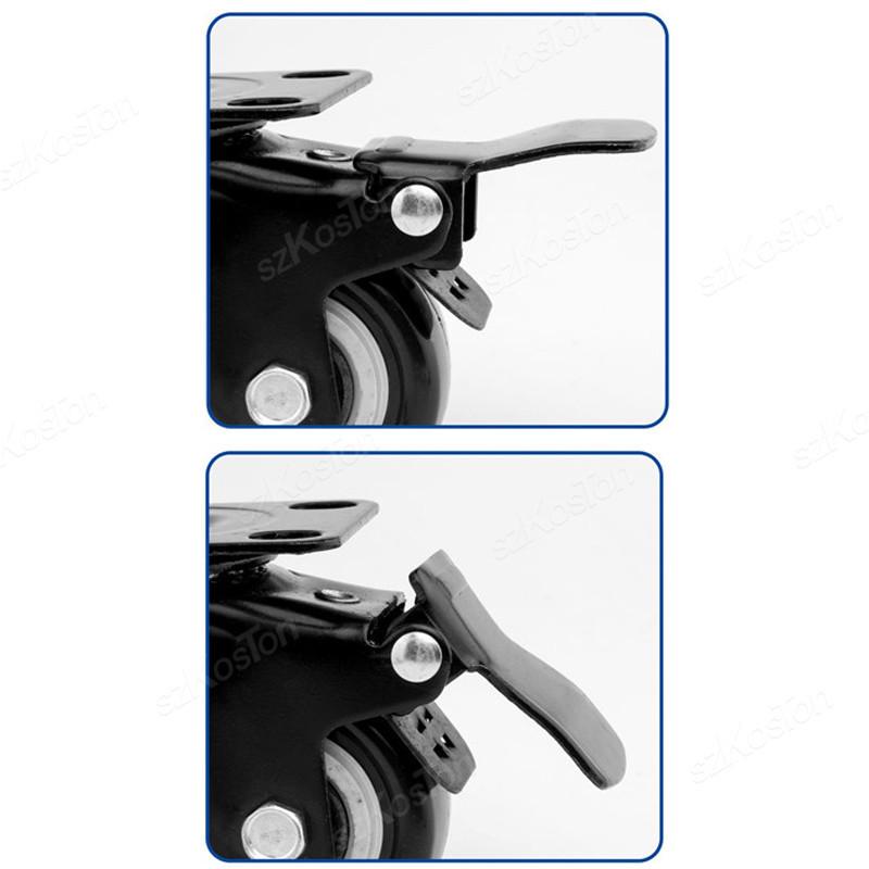 2pcs 1.5 inch 2inch Heavy Duty Black Swivel Castor Wheels Trolley Furniture Caster PP Material Flat Brake Gold Drill Caster
