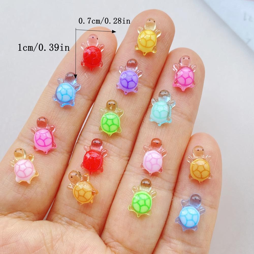 

50Pcs Cute Cartoon Colored Little Turtle Nail Art Resin Designer Charms DIY Craft For Nail 3D Decorations Jewelry