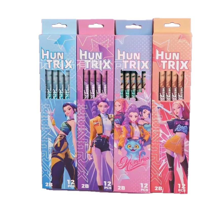 Korean Pop Demon Hunters Pencils Kawaii Animation Animation Design Serie Charming Boxed Pencil Student Learning Stationery Pencil Celebration Present