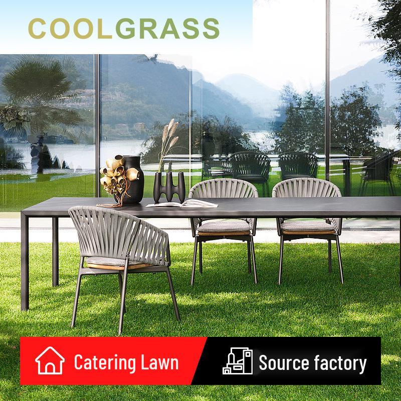 Live Broadcast Luxurious Outdoor Café with Green Artificial Turf