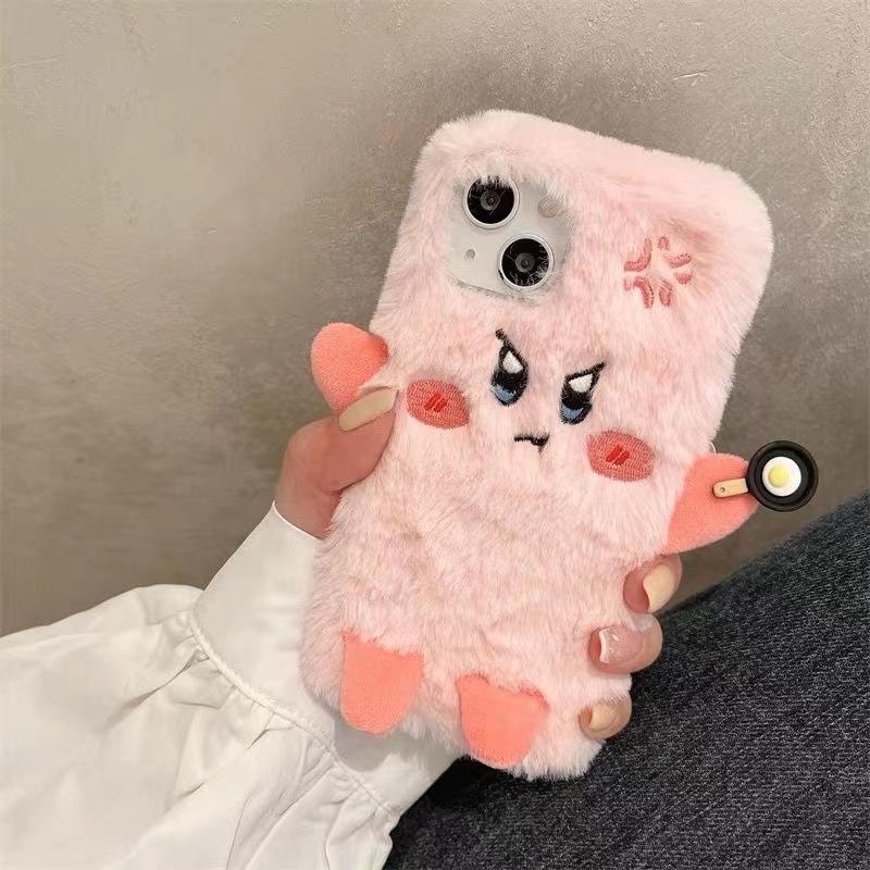 Autumn and winter plush Kirby For iPhone15promax For Apple 16 mobile phone case 14 cartoon xr/xsmax soft 13