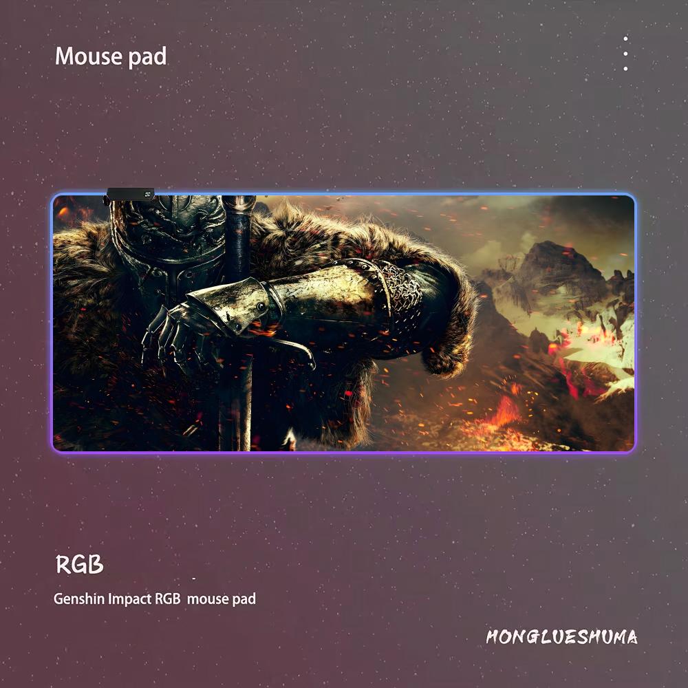 D-Dark SoulsES Mouse Pad RGB Gaming Mouse Pad Desk Mat HD Gamer Large LED Light XXL MousePads