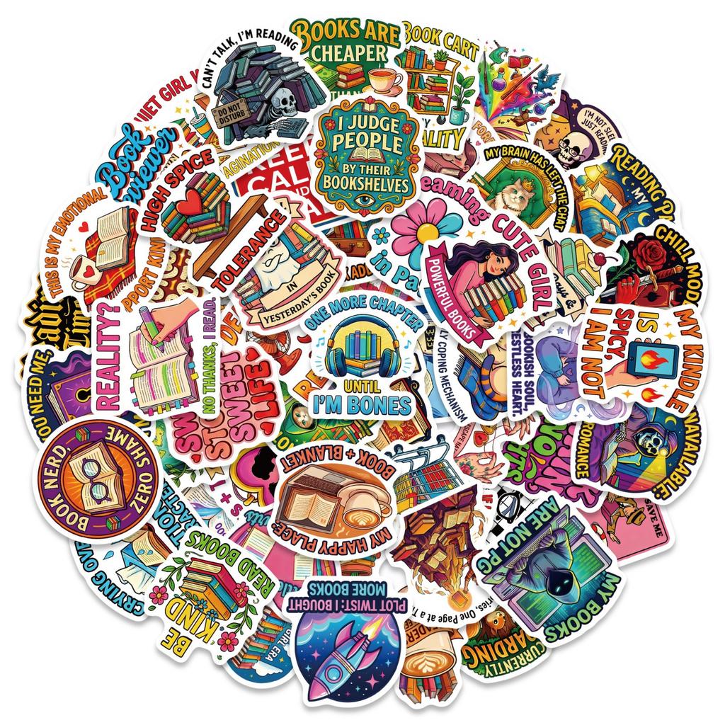 56/112 Pcs Colorful Creative Reading Theme No Repeat Stickers DIY for Phone Notebook Stationery Box Helmet Car Bookshelf Decals