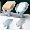 Soap Dish Holder, Nonslip Storage Tray, Suction Cup Soap Container, Bathroom and Kitchen Sponge Drain Rack, Leaf Shaped