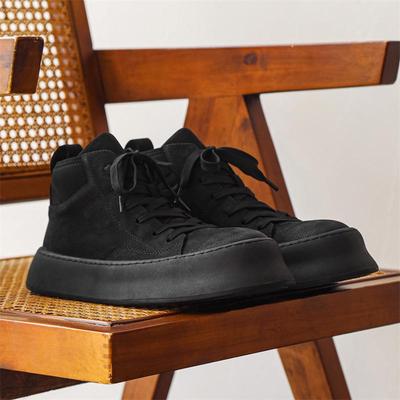 Zapatillas deportivas de terciopelo japonés de caña alta para hombre: Botas Martin de Cuero Genuino, Suela Gruesa, Resistentes al Desgaste para Uso Casual al Aire Libre. Otoño/Invierno 2023.