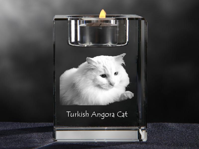 Turkish Angora – Candle holder with cat photo, crystal tealight holder | Art-Dog