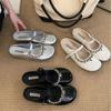 French flat-bottomed small fragrant bag head half slippers women's shoes wear 2025 new summer Mary Jane half single shoes