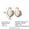 Stainless Steel & Titanium Shell Stud Earrings, European American Style, 18k Gold Vacuum Plated, Waterproof Jewelry for Women