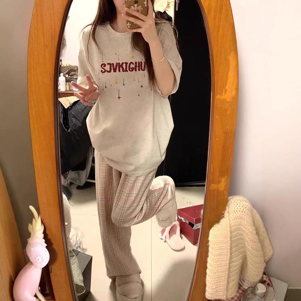 Women's College-Style Star Letter Cotton T-Shirt: Loose-Fit, Short-Sleeved, All-Match Summer Trend