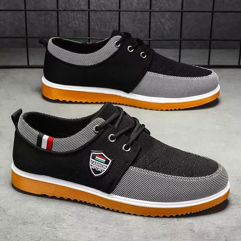 Fashion Men's Canvas Shoes Light Walking Flats Casual Sneakers Men Lace Up Vulcanize Shoes Soft Sole Driving Shoes Zapatillas