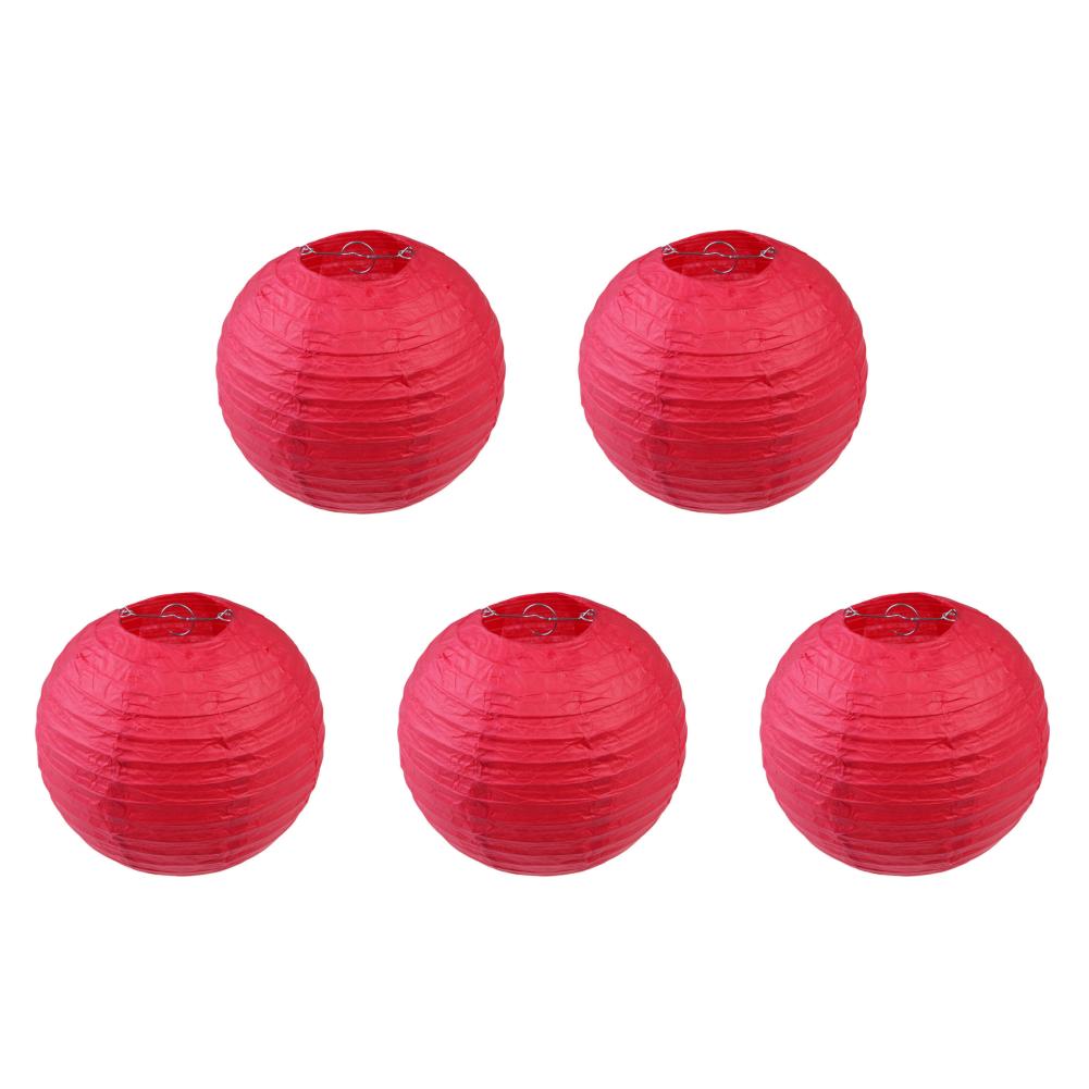 5PCS 4 Inch Chinese Round Paper Lanterns Handmade DIY Decoration Paper Lanterns Foldable Creative Handcrafts Festival Decor 4 Inch