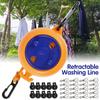 8m Clothesline Retractable Portable Travel Outdoor Camping Windproof Belt With Fixed Buckle And Clothespin Clothesline