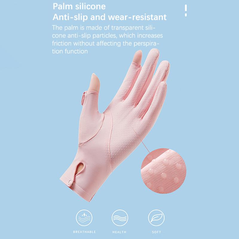 Summer  Sunscreen Gloves For Women Solid Color Uv Protection Ladies Gloves