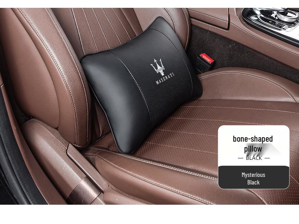 Maserati Car Headrest Neck Pillow & Lumbar Cushion for Ghibli, Quattroporte, Levante
