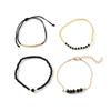 Elegant Black Crystal Imitation Bead Bracelet Set for Women Adjustable Length Handchain Fashion Jewelry Accessories