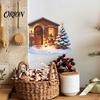 Self Adhesive Winter Fairy Tale Mural Christmas Cottage Wall Sticker, PVC Waterproof Decal for Holiday Home Party Background Decor, Realistic