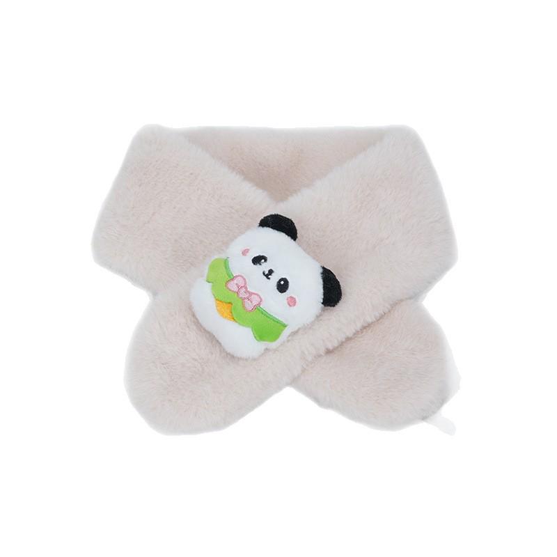 Cute Cartoon Panda Plush Scarf for Kids - Windproof & Thickened Winter Neck Warmer