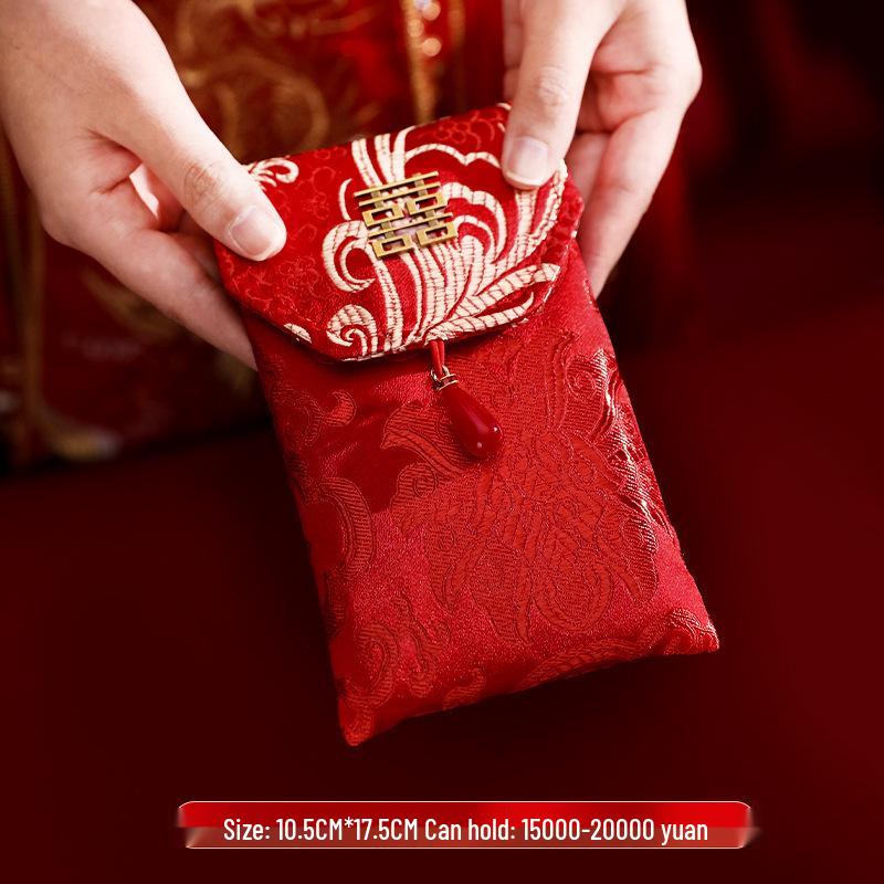 High-End Chinese Wedding Red Envelope Bag for 10,000 Yuan, New Style Cloth Art Design, Perfect for Parents' Address Change Gift