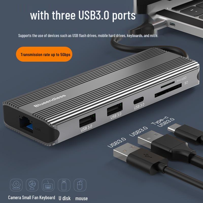 8K HD Docking Station: HDMI 2.1/DP 1.4, Triple Display, Gigabit Ethernet, USB 3.0 Laptop Converter