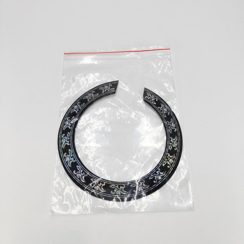 Folk Guitar Soundhole Stickers Durable PVC Self-Adhesive Soundhole Rings Decorative Protective Stickers for Classical Guitars with Adhesive Backing