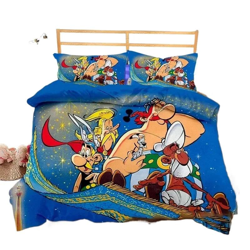 3D Druck Asterix und Obelix Cartoon Bettwäsche Set Doppel Einzel King Bettbezug Steppdecke Kissenbezug Jungen Mädchen Erwachsene Schlafzimmer