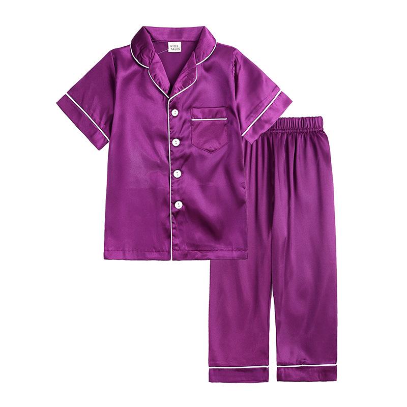Summer Children's Imitation Silk Homewear Boys' and Girls' Silk Baby Ice Silk Pajama Set