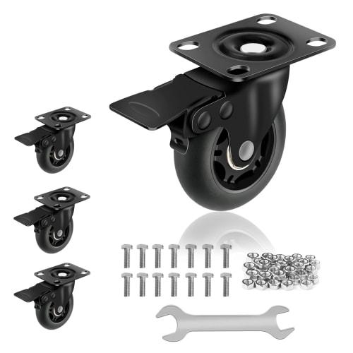

Set of 4 Heavy-Duty Caster Wheels, 75mm Wheel Diameter, 500kg Load Capacity, with Stoppers, Quiet Rolling, Floor Protection Design, 360-Degree Swivel,