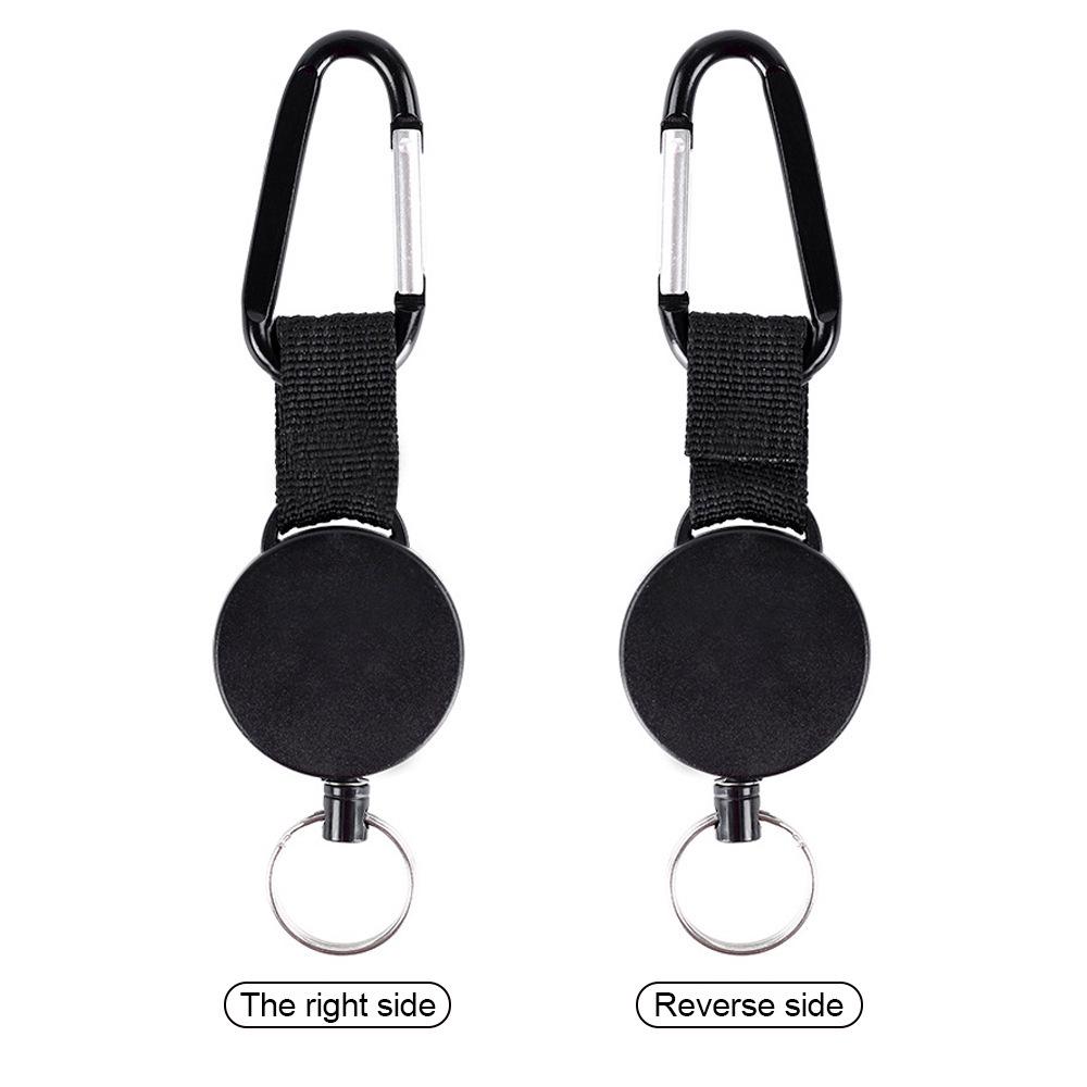 4cm Nylon Rope Retractable Keychain with Carabiner, Anti-Lost Device