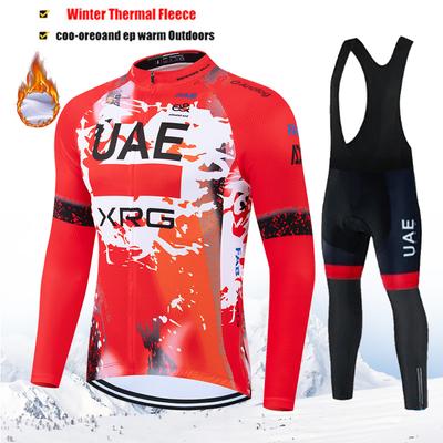 2026 UAE Fleece Men's Cycling Jersey Winter Cycling Sets Warm Long-sleeved Suit Soad Bike Bicycle Jacket Overalls Riding Suit