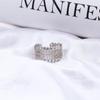 Width Geometry Female Finger Ring Korean Style Ring Rhinestone Ring Opening Adjustable Ring