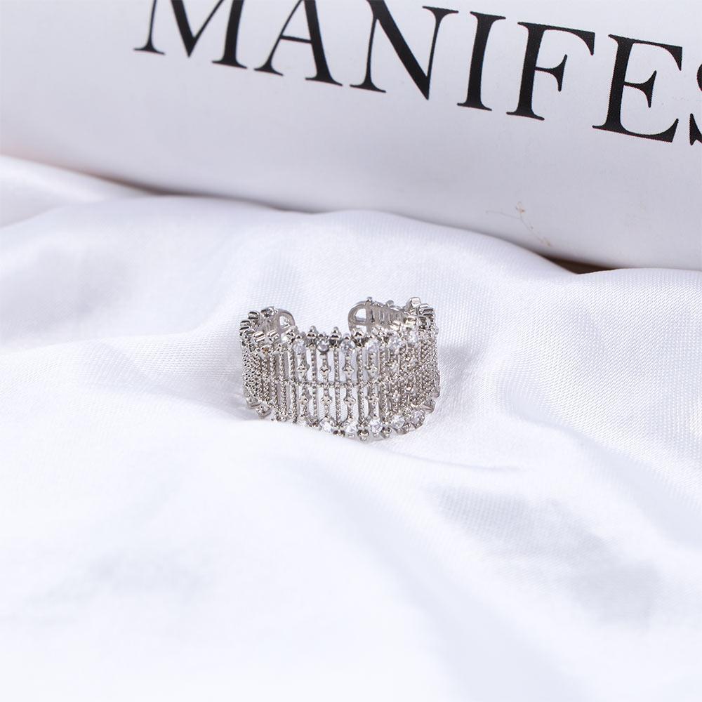 Width Geometry Female Finger Ring Korean Style Ring Rhinestone Ring Opening Adjustable Ring