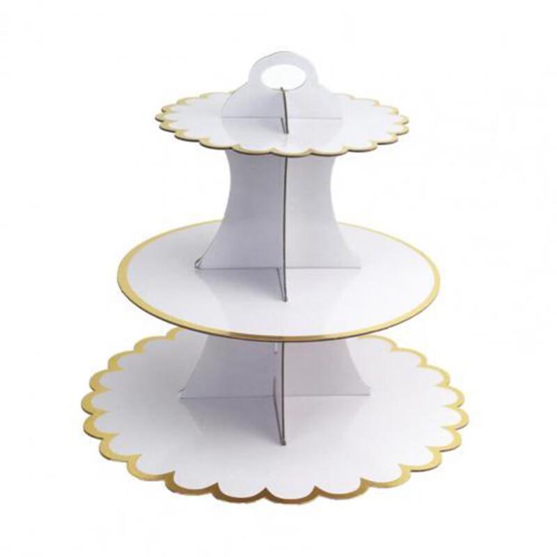 OIMG Disposable Triangular Paper Cake Stands 3-Pack