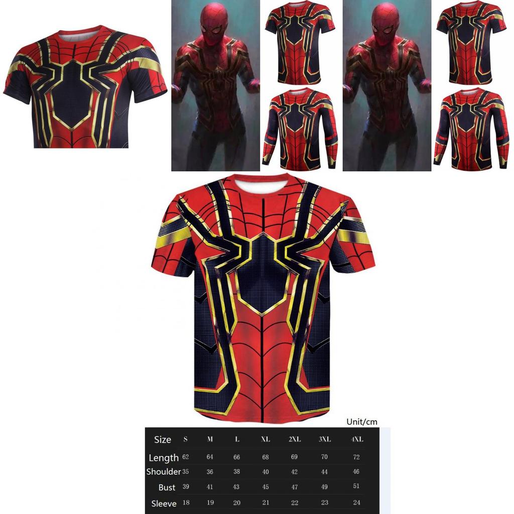 Marvel Mens Superhero Compression T Shirt Sports Fitness Gym Tops Spiderman Tee