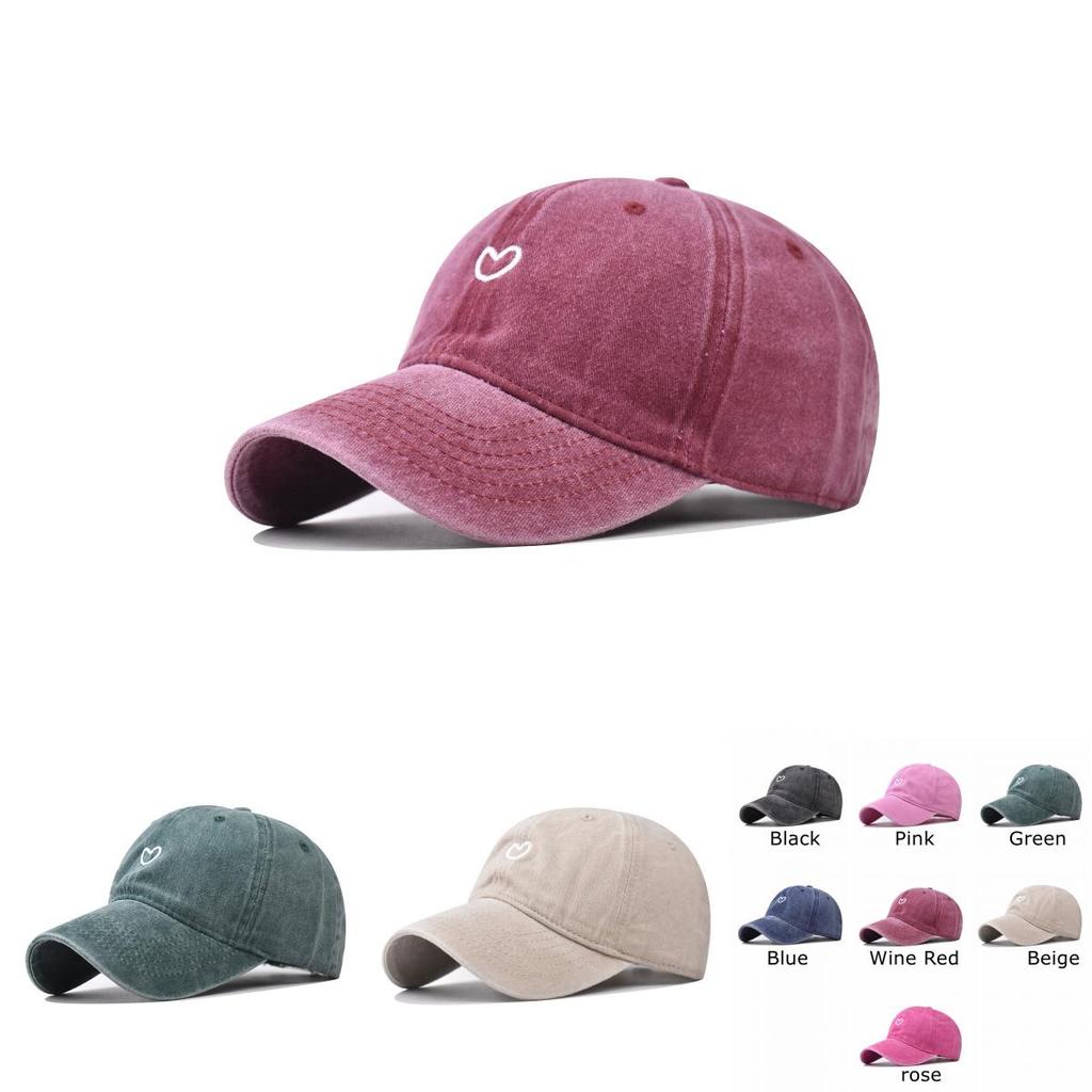 Cute Love Heart Embroidery Baseball Cap Unisex Adjustable Sunshade Windproof Hat