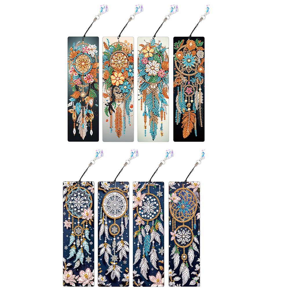 8Pcs Colored Patterns DIY Diamond Art Bookmark Diamond Painting Art Bookmarks for DIY Making Beginners Adult Art Craft Supplies