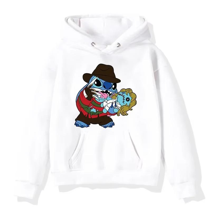Halloween Stitch Pattern Hoodies Cute Cartoon Disney Sweatshirts Pocket Clothing Daily Men Hoodies Autumn Winter Pullover Tops