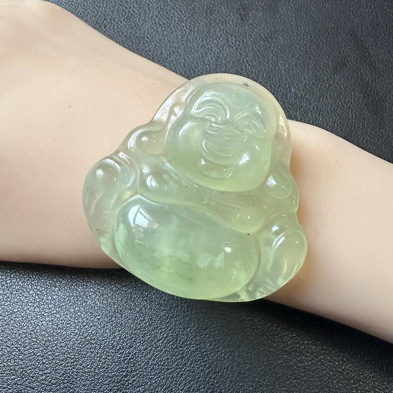 Hetian Jade Green Ice Smiling Buddha Pendant