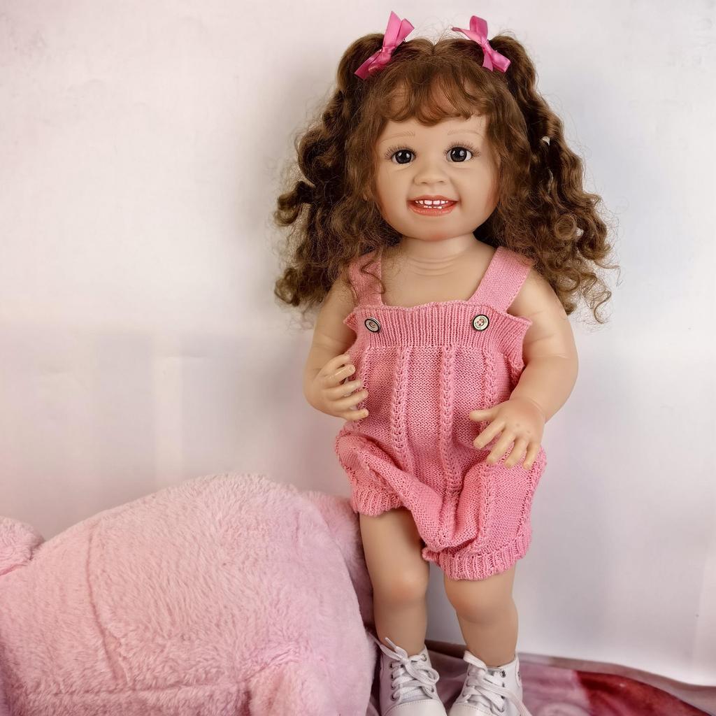 Unique Reborn Baby Realistic 55 Cm Full Silicone Vinyl Smile Babies Doll Reborn Model Kids Playmates Early Educational Toy Birthday Christmas Gift