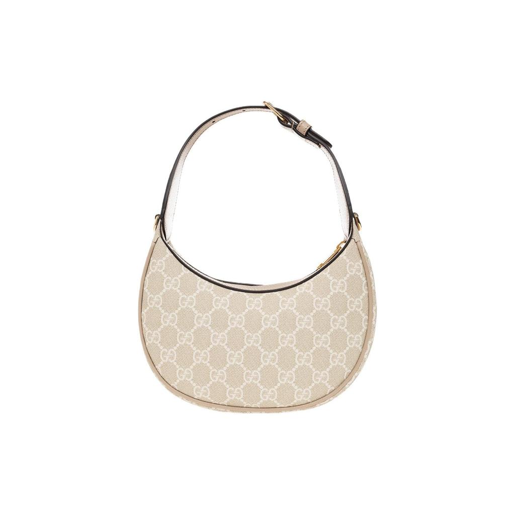 Gucci GG Supreme Logo Chain Canvas Half Moon Bag Women Handbags Beige White 726843-FAA4G-9897