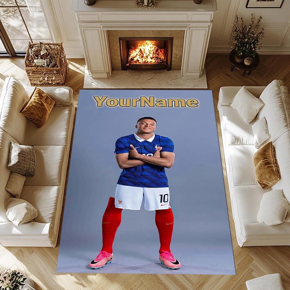 Mbappe 211 Customized Name Floor Mat Perfect for Living Rooms Outdoor Study Room Dormitory Antislip Carpet Decorate Offices Best for Christmas