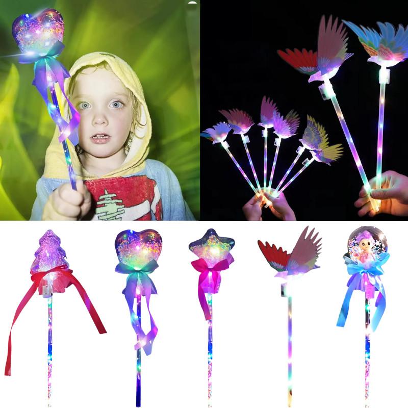 Light Led Up Sticks Toy Christmas Tree Pentagram Princess Flash Wand Prop Party