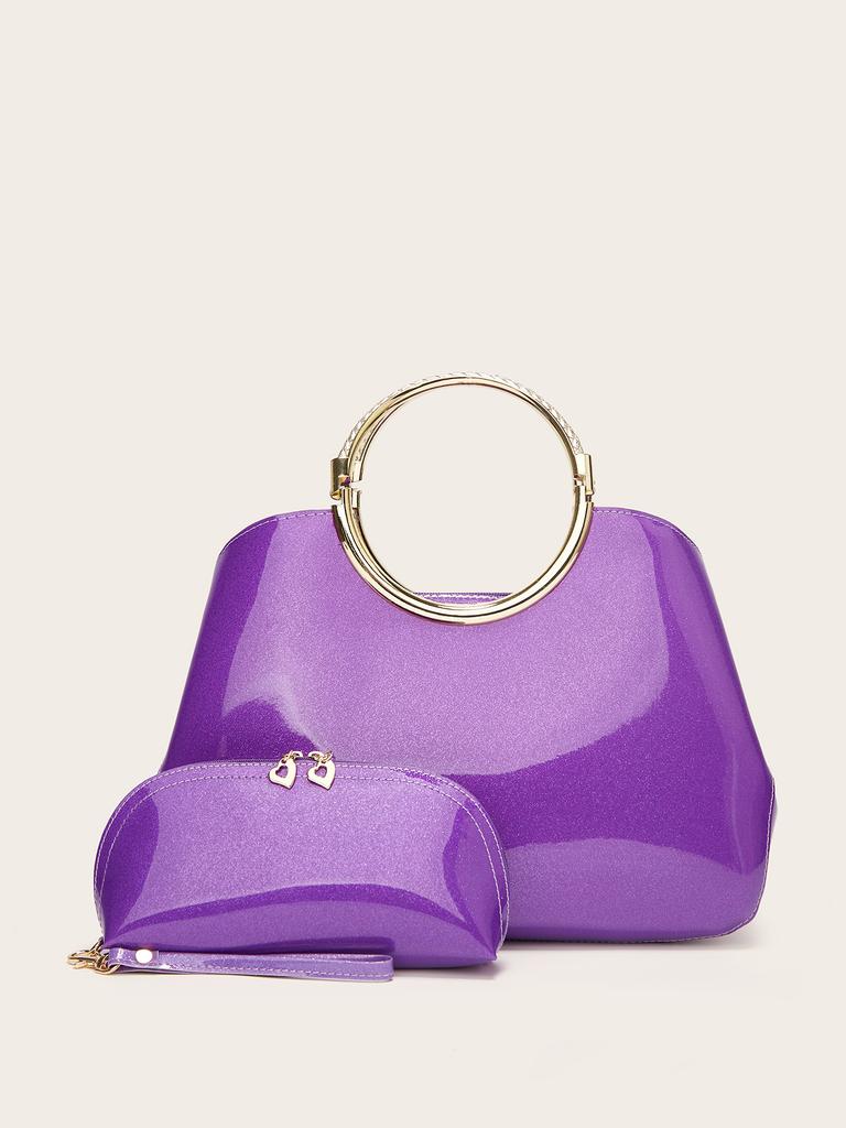 New Fashion Patent Leather Handheld Women's Bag Red Bridal Wedding Bag Women's Wedding Bag Mother and Child Bag
