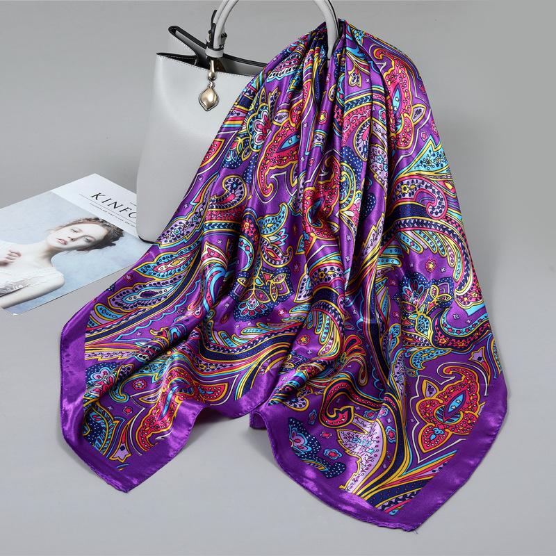 90 Square Scarves, Silk Scarves, Women's New Spring and Summer High-end Sense Versatile, Thin Scarves, Shawls Outside