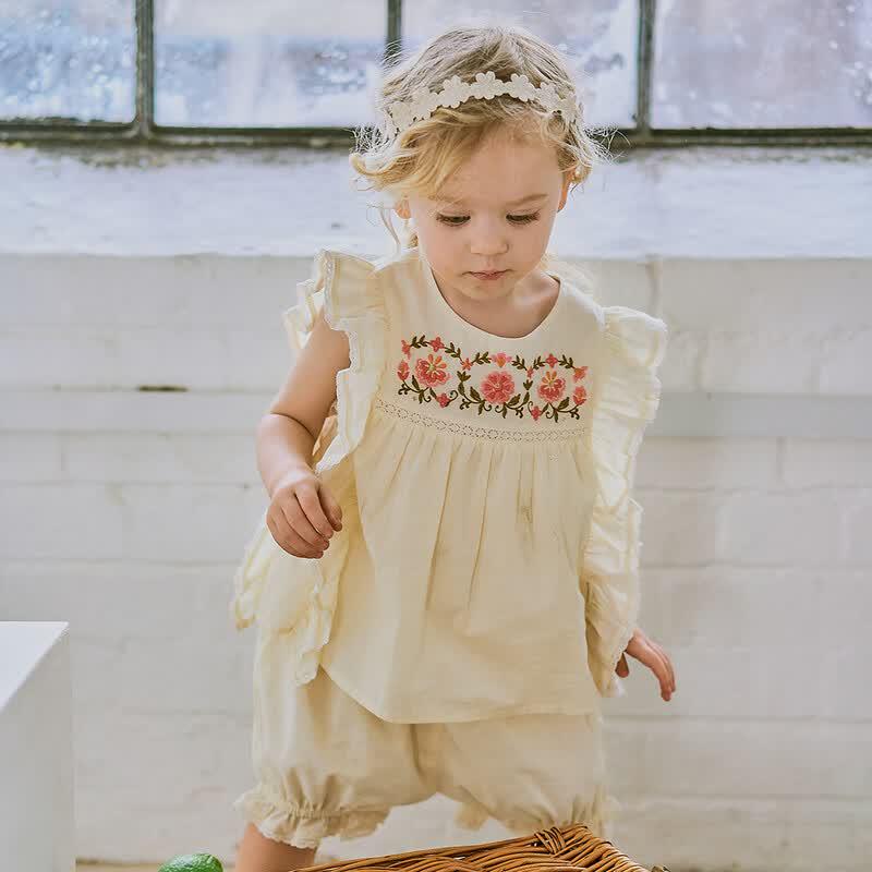 Girls Retro Colorblock Lace Shorts 2Y
